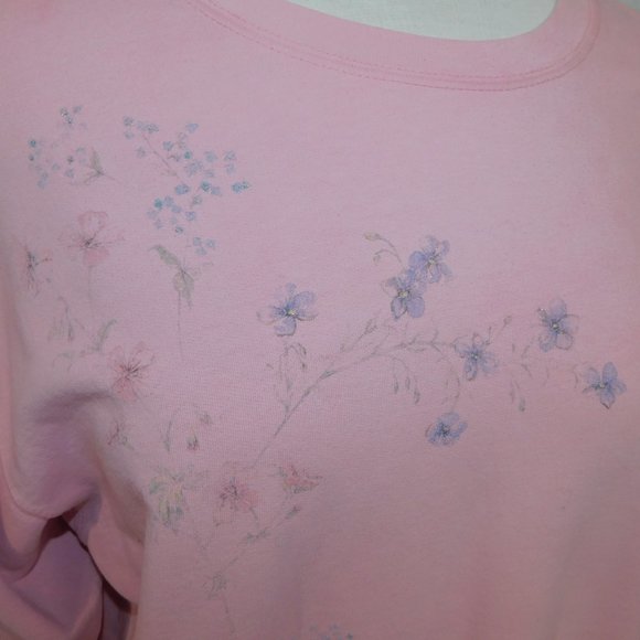 VTG 90s Northern Reflections Womens L Pink Floral Glitter detail  Sweatshirt - Picture 5 of 13